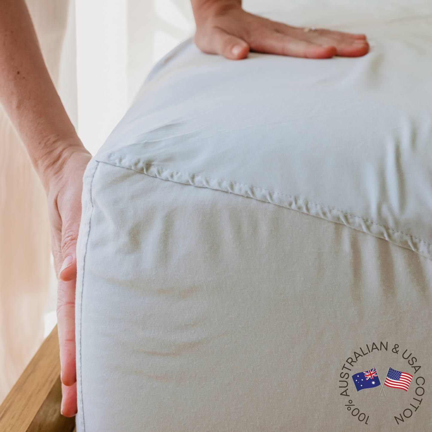 Queen | Fitted Sheet | 400 Thread Count | Pale Eucalyptus